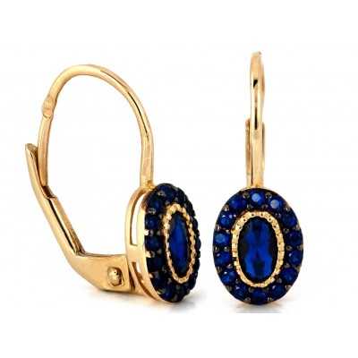 Kolczyki złote Au 585 z szafirowymi kamieniami