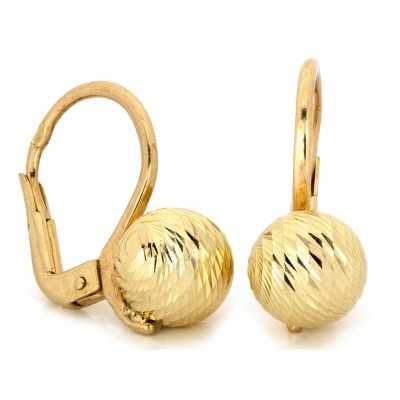 Kolczyki złote Au 585 diamentowane kulki KL12361