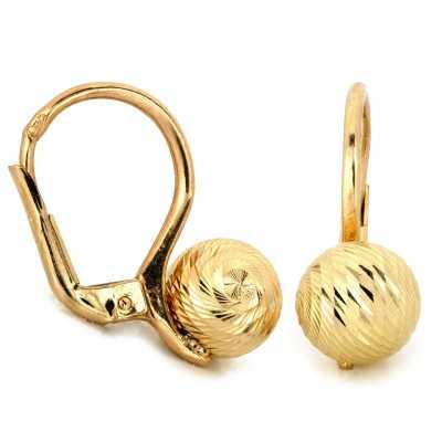 Kolczyki złote Au 585 diamentowane kulki KL12361