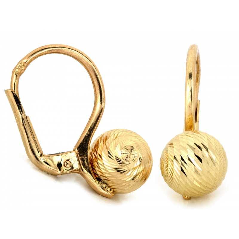 Kolczyki złote Au 585 diamentowane kulki KL12361