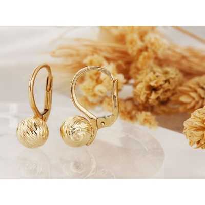 Kolczyki złote Au 585 diamentowane kulki KL12361