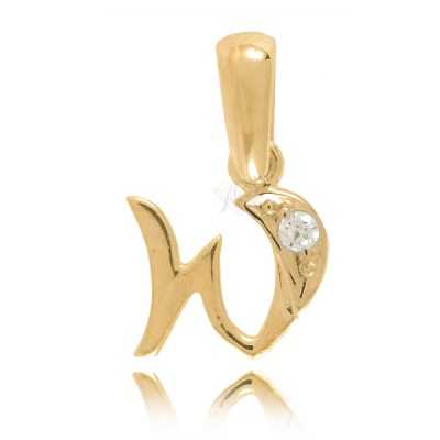Zawieszka złota Au 585 Literka W z cyrkonią