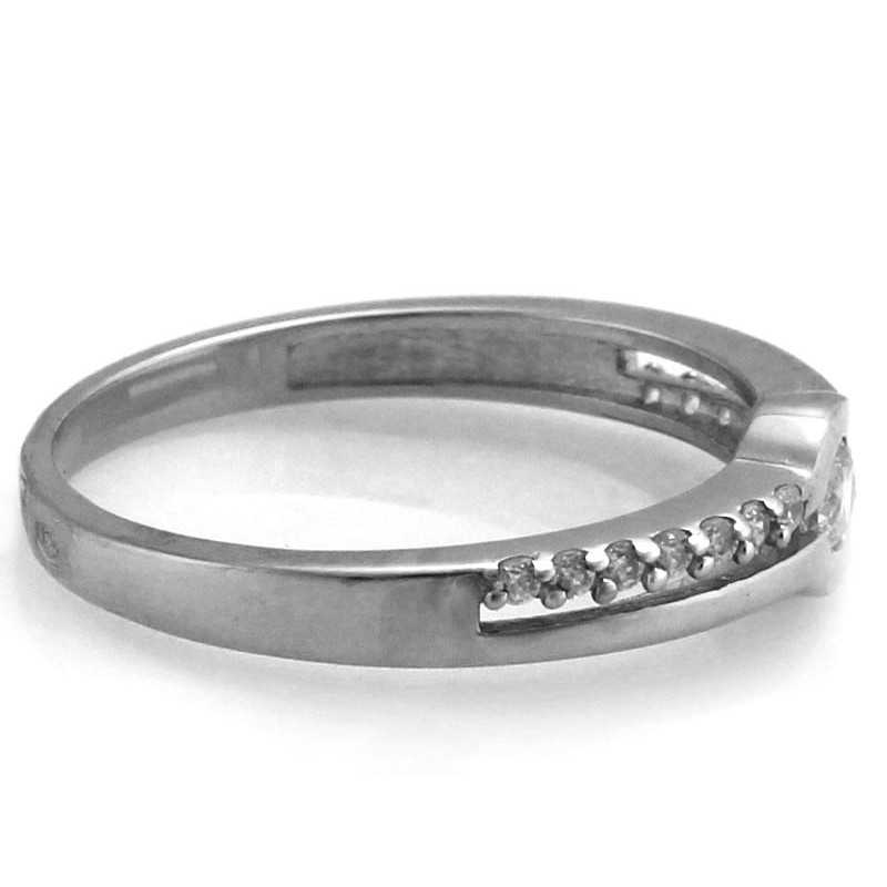 Pierścionek złoty Au 585 białe złoto z cyrkoniami 