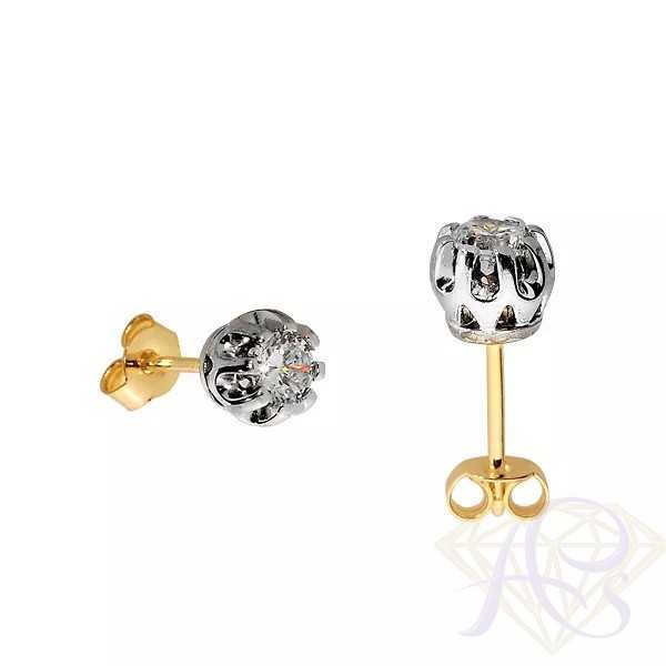 Złote kolczyki Au 585 - sztyfty z diamentami