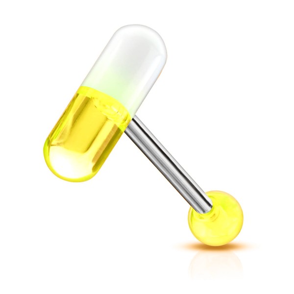 Piercing – Kolczyk do języka Pigułka/Tabletka żół