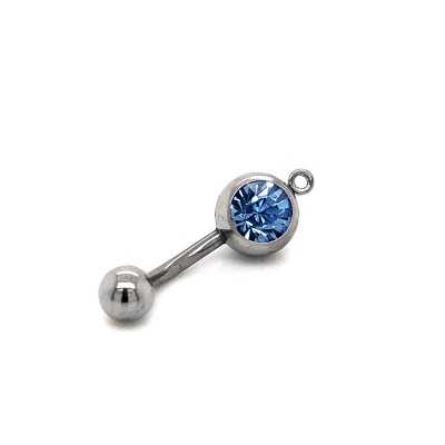 Stalowy Kolczyk do Pępka z Cyrkonią i Kółeczkiem