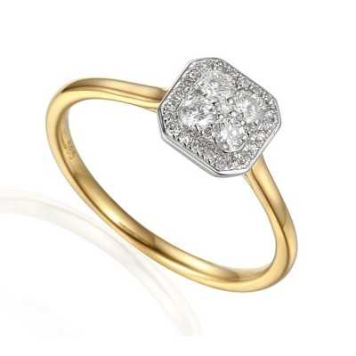 Pierścionek Au585 z diamentami R59436