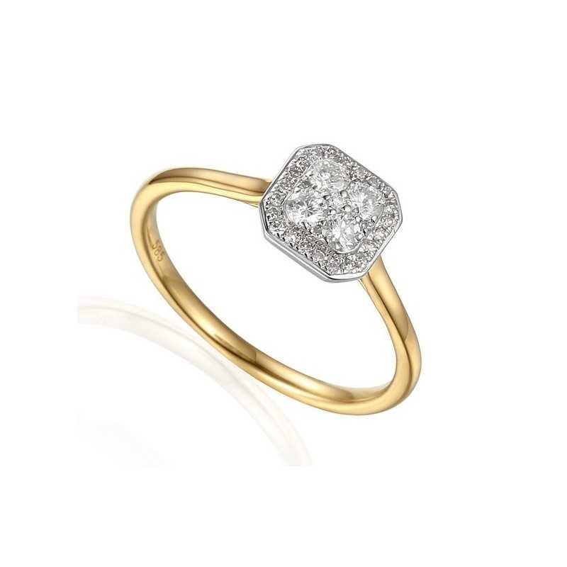 Pierścionek Au585 z diamentami R59436