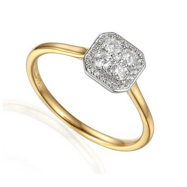 Pierścionek Au585 z diamentami R59436
