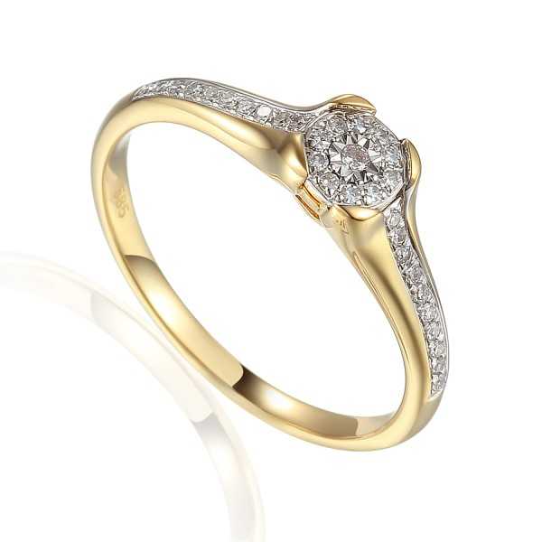 Złoty pierścionek z diamentami R74720YW