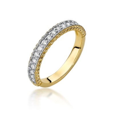 Złoty pierścionek obrączka z brylantami 0.25ct