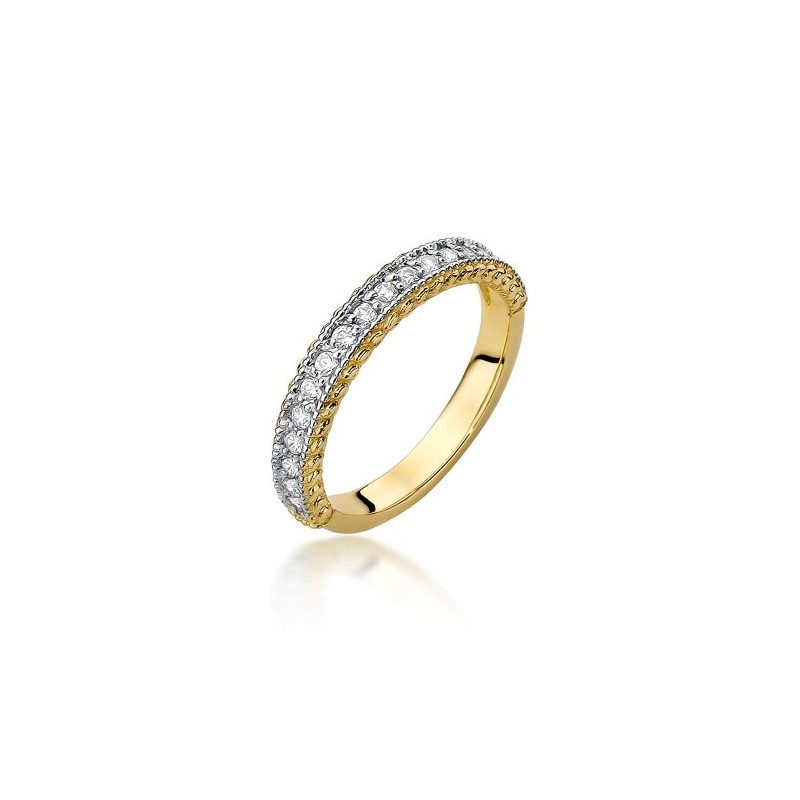 Złoty pierścionek obrączka z brylantami 0.25ct