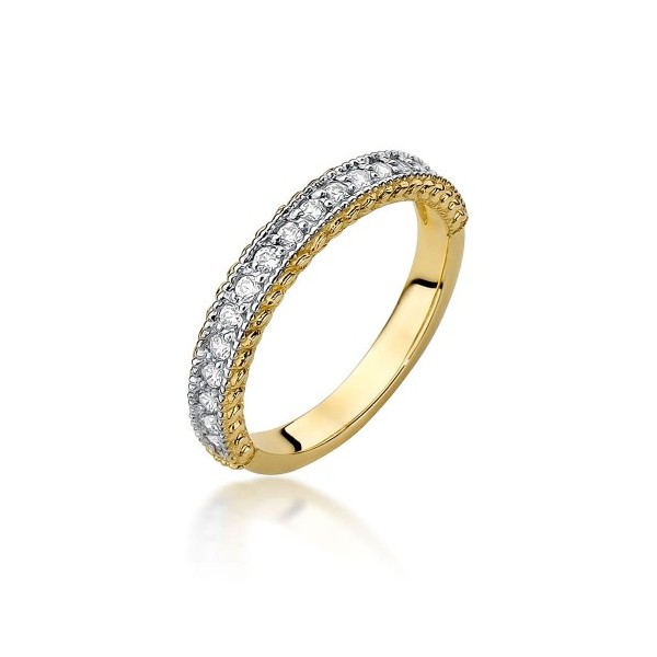 Złoty pierścionek obrączka z brylantami 0.25ct