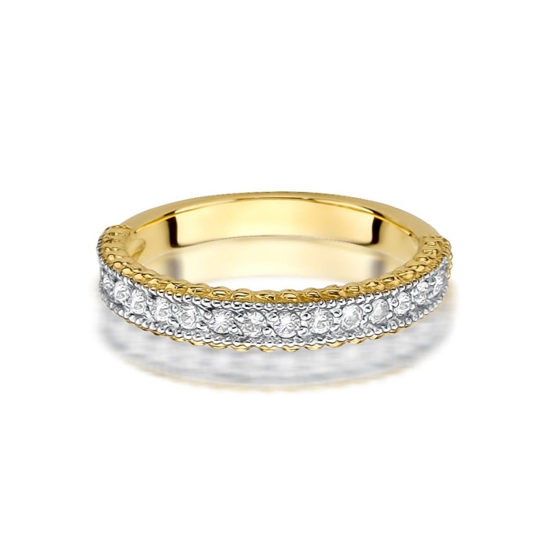 Złoty pierścionek obrączka z brylantami 0.25ct