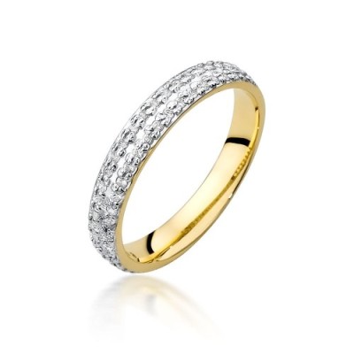 Złoty pierścionek obrączka z brylantami 0.23ct