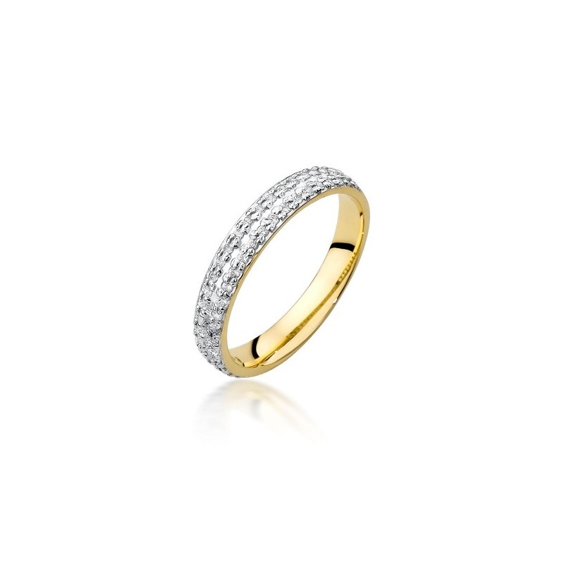Złoty pierścionek obrączka z brylantami 0.23ct