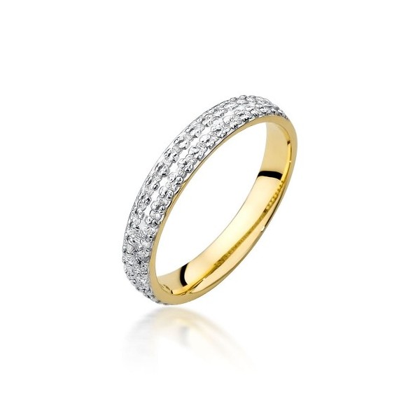 Złoty pierścionek obrączka z brylantami 0.23ct