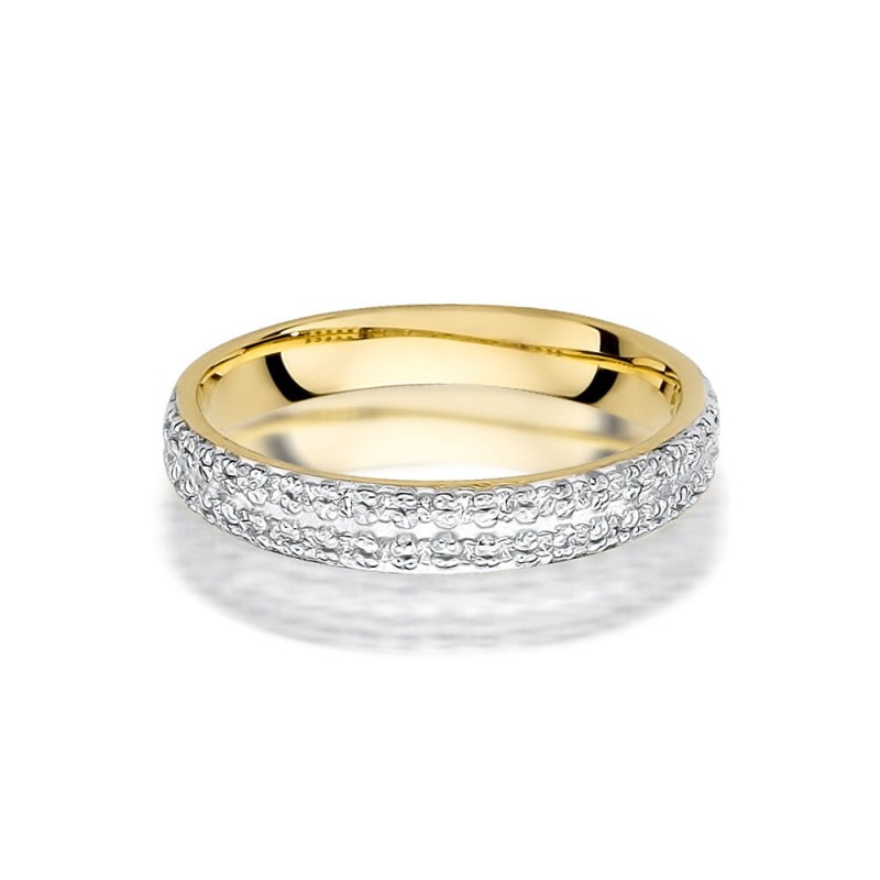 Złoty pierścionek obrączka z brylantami 0.23ct