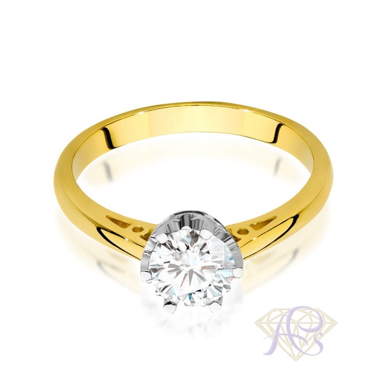 Pierścionek złoty z brylantem 0.70ct W-542