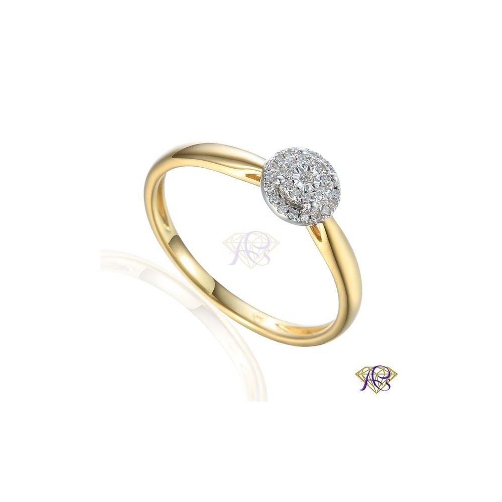 Złoty pierścionek z diamentami R55158 YW