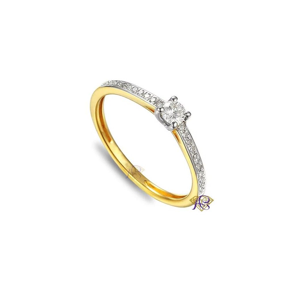 Złoty pierścionek z diamentami R42046 YW