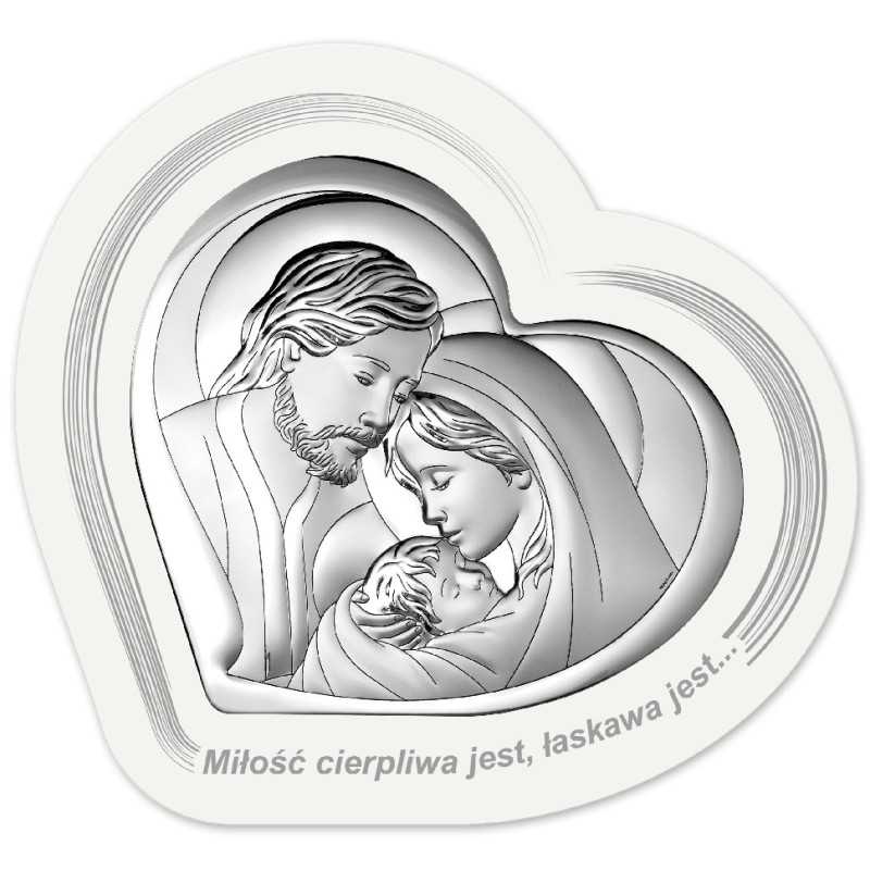 Obrazek Srebrny Święta Rodzina Serce 6432W/1