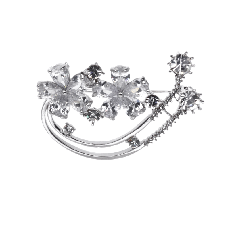 Broszka kwiatki z cyrkoniami BRSS14