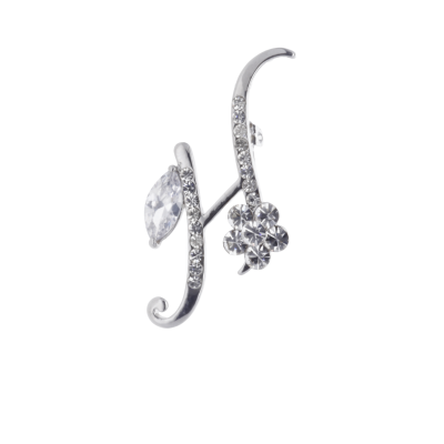 Broszka w kształcie litery H z cyrkoniami BRSS20