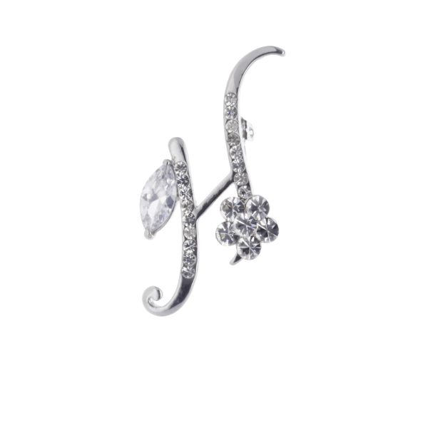 Broszka w kształcie litery H z cyrkoniami BRSS20