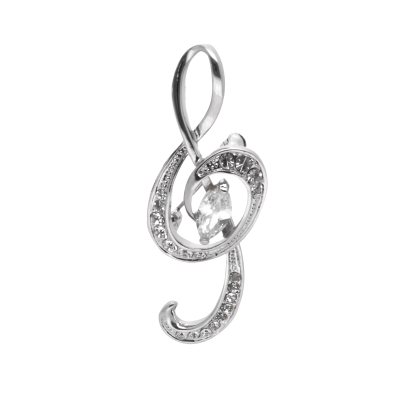 Broszka klucz wiolinowy z cyrkoniami BRSS22
