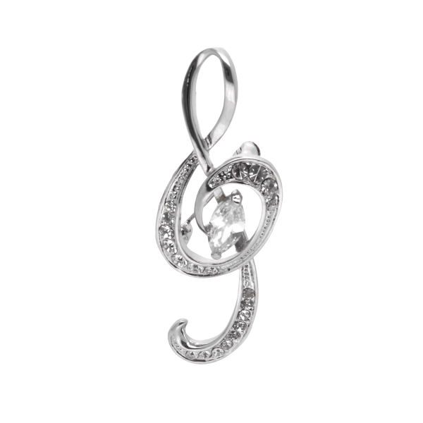 Broszka klucz wiolinowy z cyrkoniami BRSS22