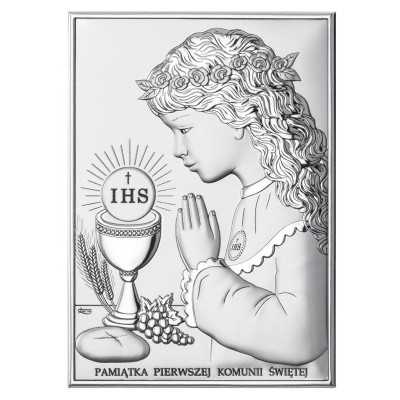 Obrazek srebrny I Komunia dziewczynka DS04/3A