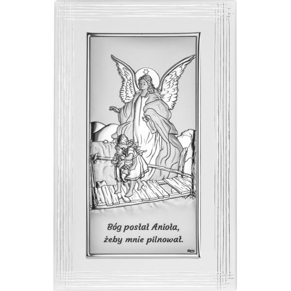 Obrazek srebrny Anioł Stróż na kładce DS44F/1