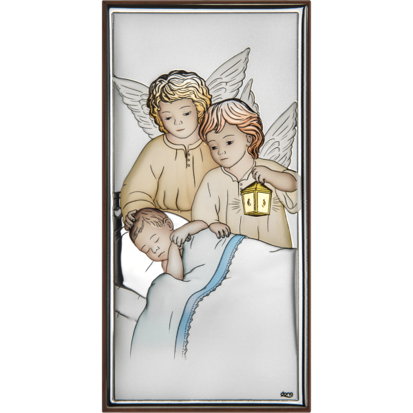 Obrazek srebrny Aniołki nad dzieciątkiem DS63CC