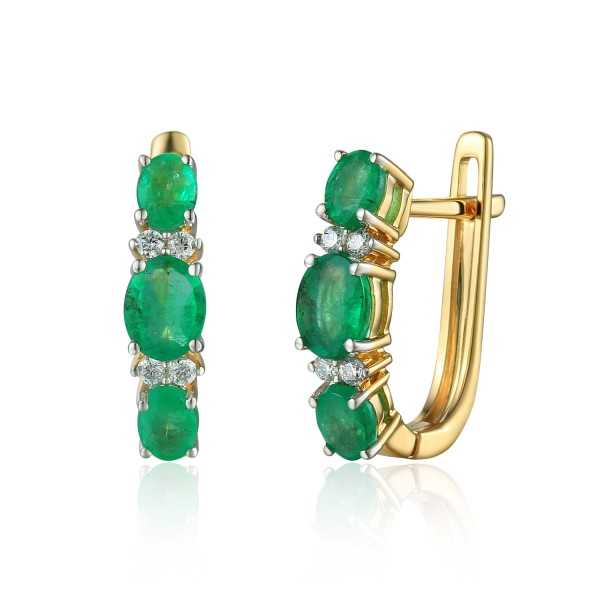 Kolczyki ze szmaragdami i diamentami E23776Y