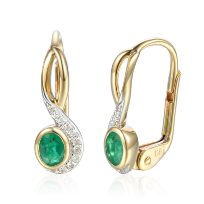 Kolczyki ze szmargdem i brylantami Au 585