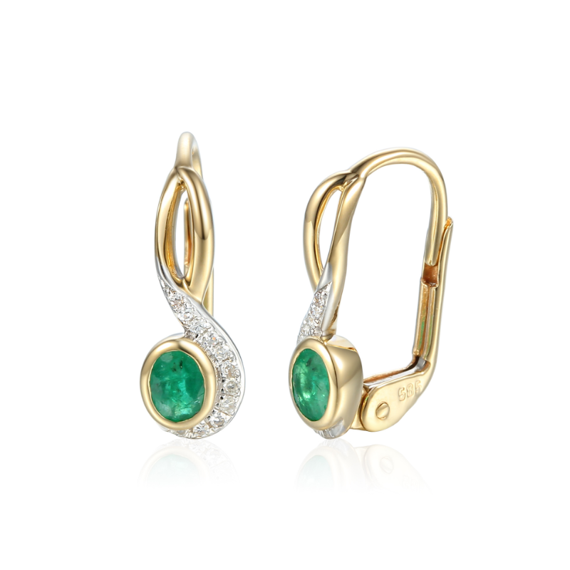 Kolczyki ze szmargdem i brylantami Au 585