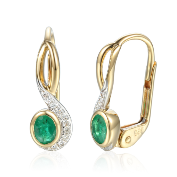 Kolczyki ze szmargdem i brylantami Au 585