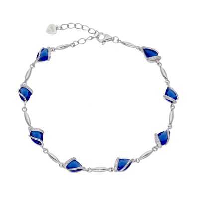 Srebrna bransoletka szafirowe cyrkonie IM1504BR