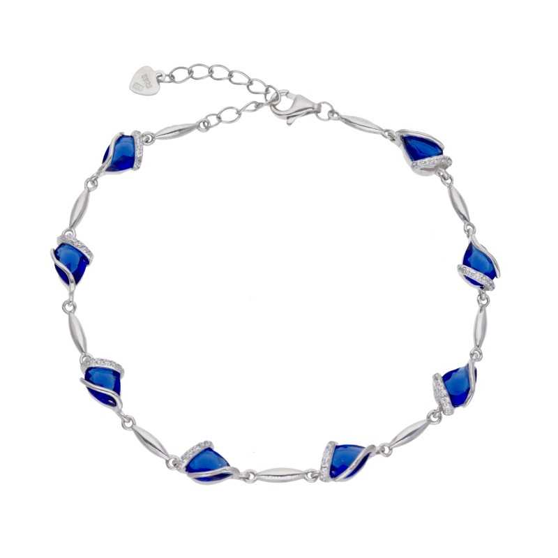 Srebrna bransoletka szafirowe cyrkonie IM1504BR