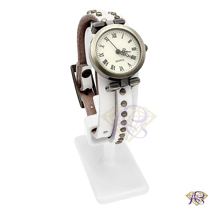 Zegarek damski z długim skórzanym paskiem biały