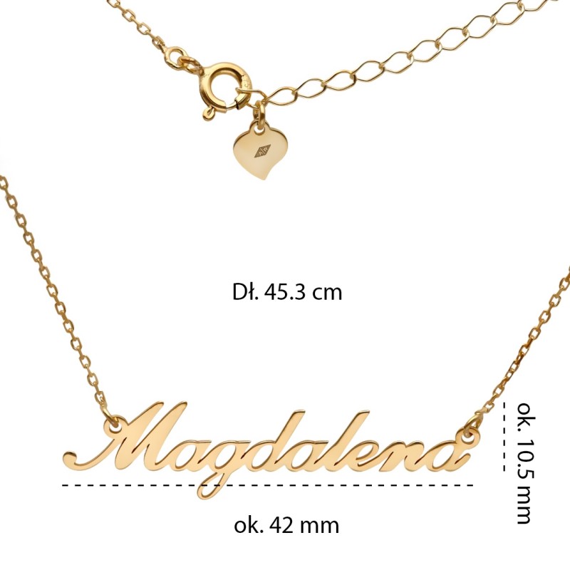 Naszyjnik srebrny Ag925 imię Magdalena MAGDALENANG