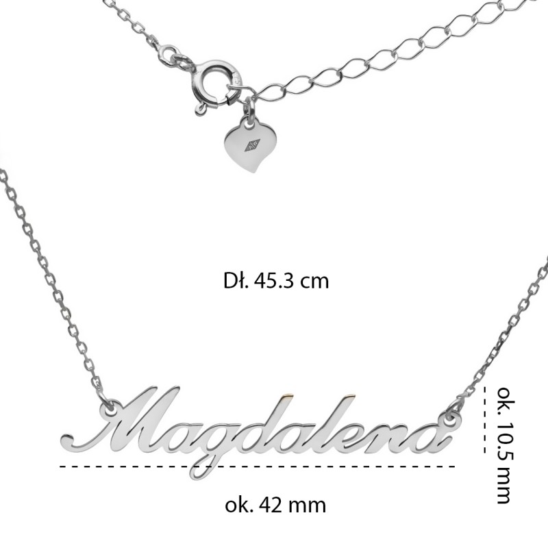 Naszyjnik srebrny Ag925 imię Magdalena MAGDALENANR