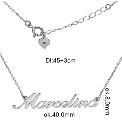 Naszyjnik Ag 925 imię Marcelina MARCELINANR