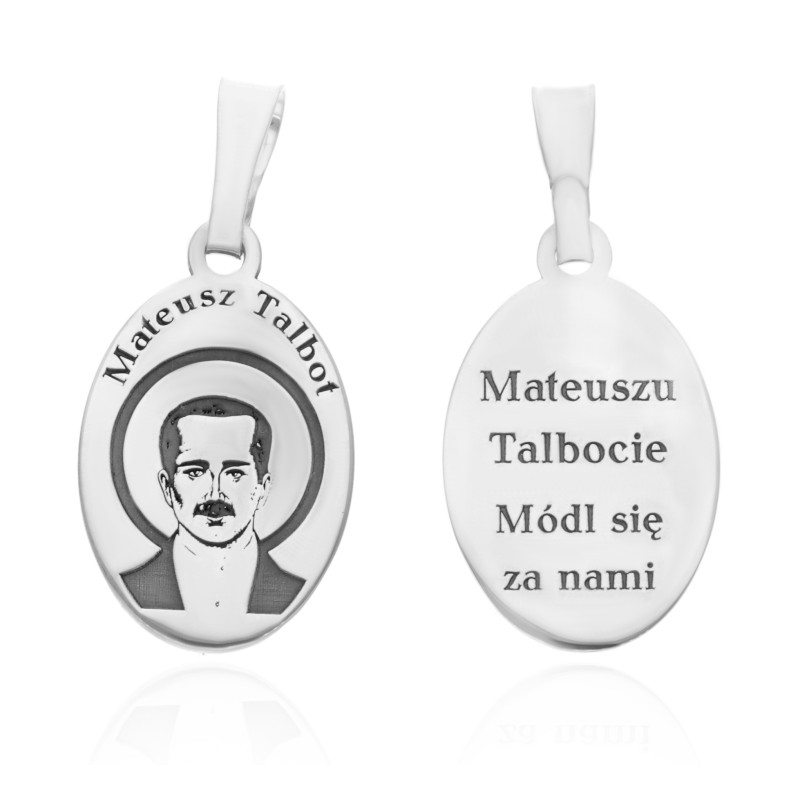 Srebrny medalik rodowany Mateusz Talbot MDC078R