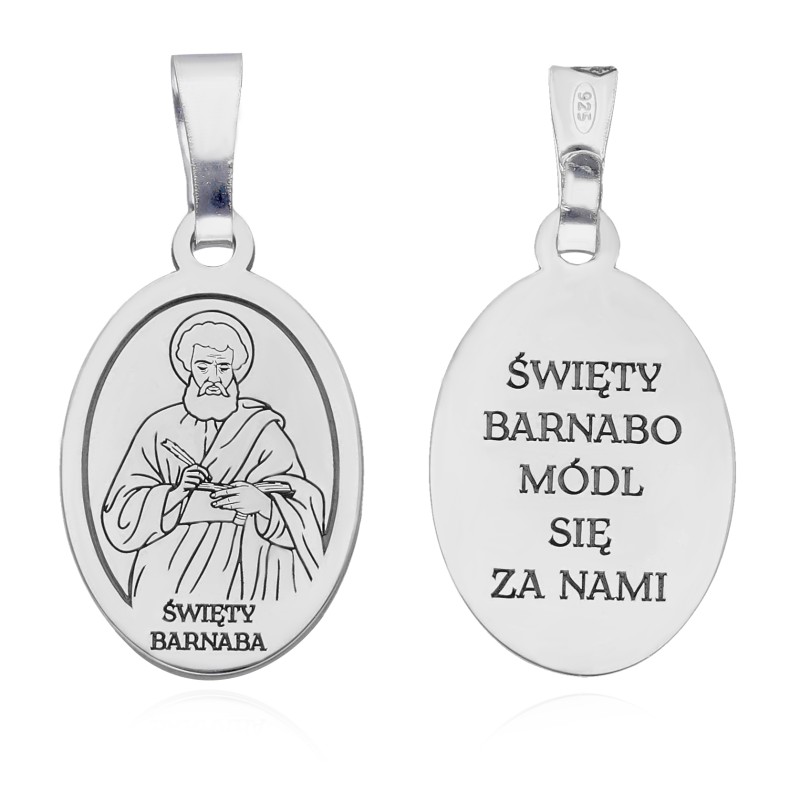 Srebrny medalik Ag925 rodowany Św. Barnaba MDC093R