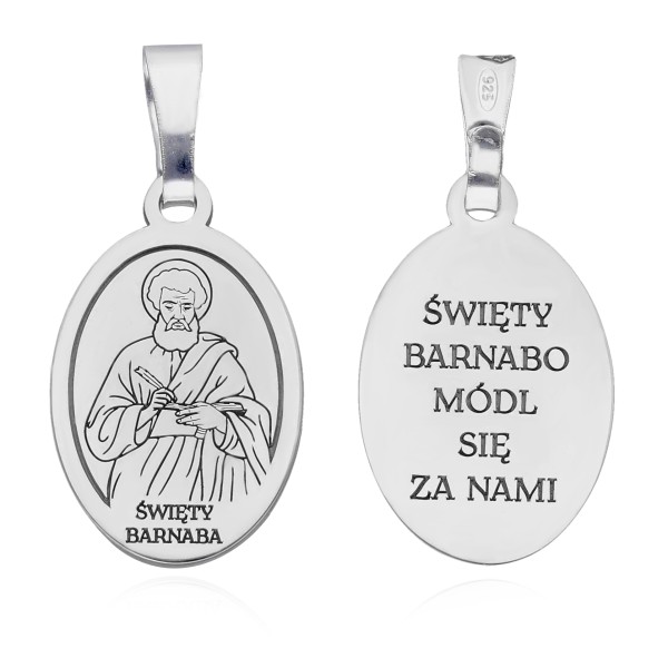 Srebrny medalik Ag925 rodowany Św. Barnaba MDC093R