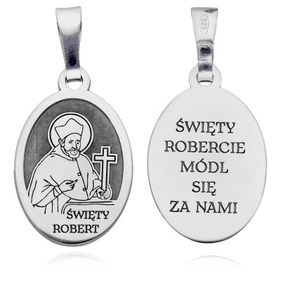 Srebrny medalik Ag 925 rodowany Św. Robert MDC097R
