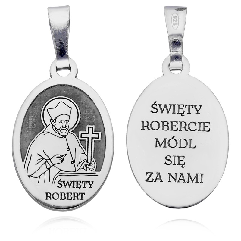 Srebrny medalik Ag 925 rodowany Św. Robert MDC097R