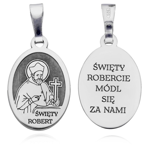 Srebrny medalik Ag 925 rodowany Św. Robert MDC097R